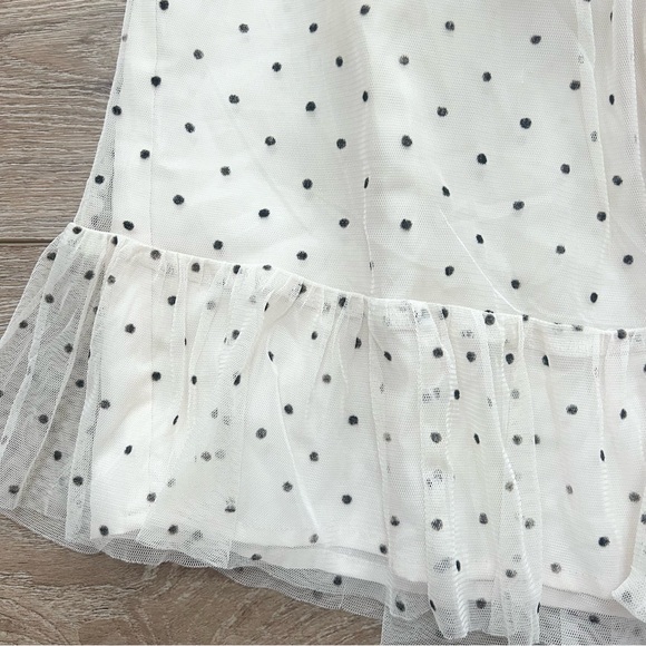Crewcuts J. Crew Girls Tulle Party Holiday Dress Sz 8 Off White Black Polka Dots - Picture 6 of 10